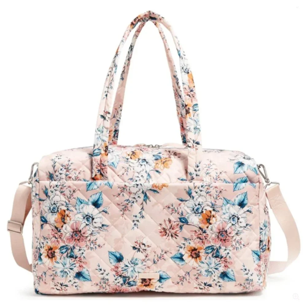 Vera Bradley Peach Blossom Bouquet Large Travel Duffel Bag Weekender Twill NWT - Picture 1 of 12